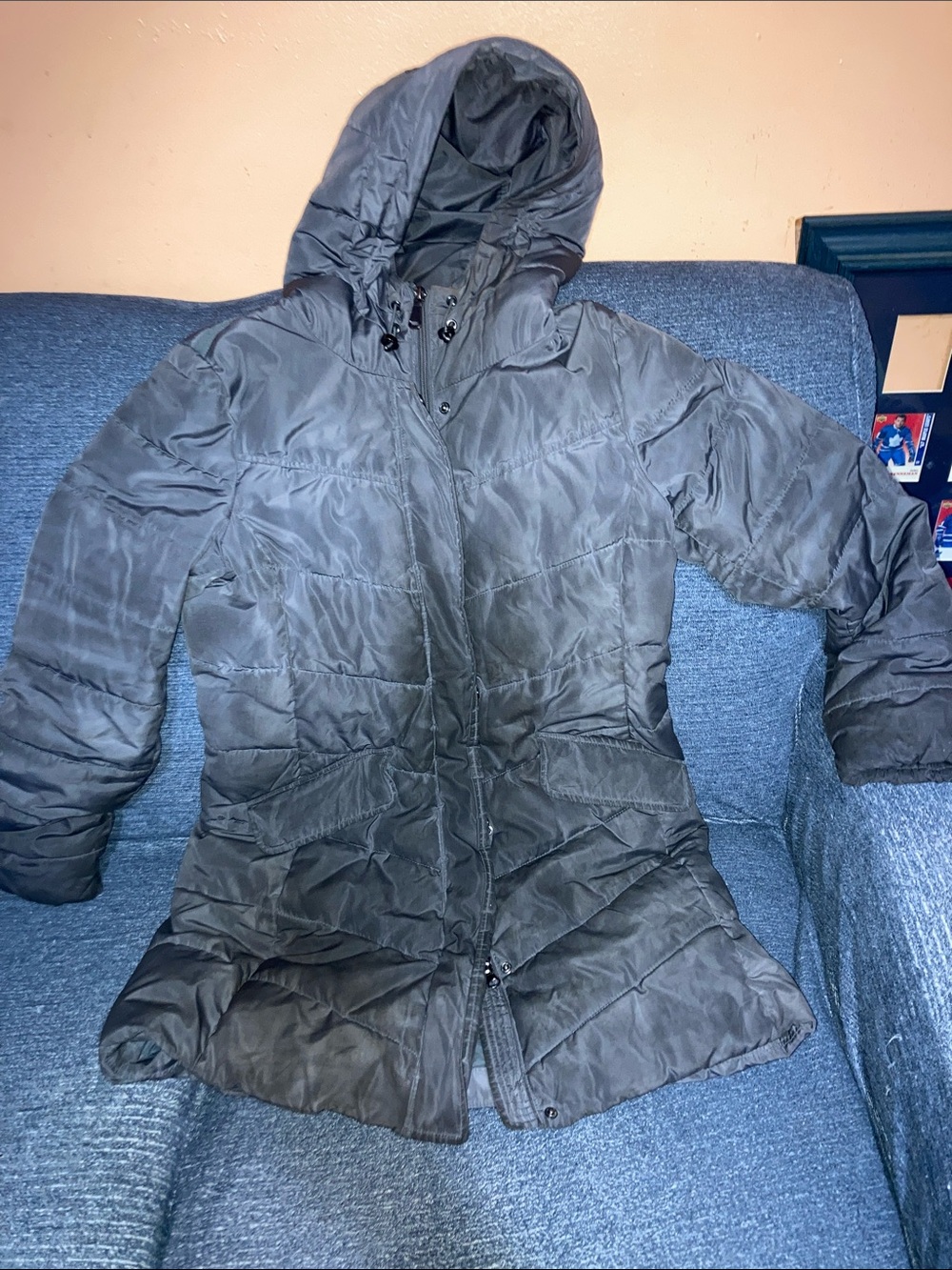 Geox Black Hooded Quilted Puffer Coat